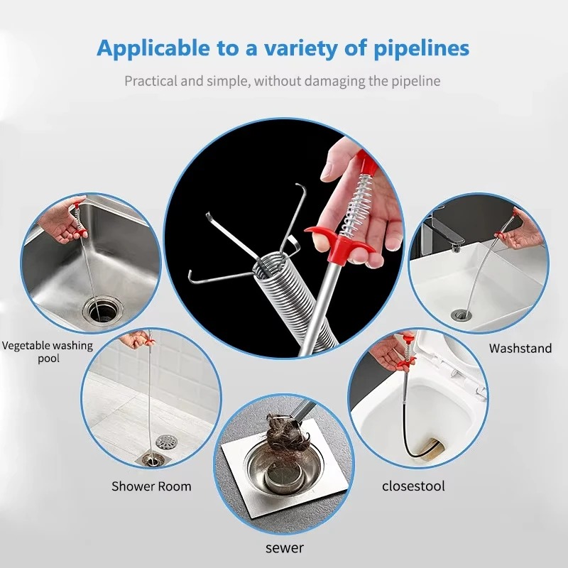 Plumbing Snake Drain - Flexible Spring Snake Drain Pipe Cleaner